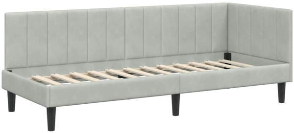 vidaXL Eckbettgestell mit Kopfteil Hellgrau 80 cm x 200 cm Stoff 42016328