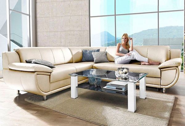 TRENDMANUFAKTUR Ecksofa Rondo wahlweise mit Schlaffunktion, bequeme Armlehnen, Bestseller, L-Form, wahlw. mit Federkern, Füße chromfarben, Unser Dauertiefpreis