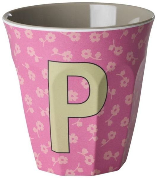 rice Becher Rice Buchstabenbecher – Melamin Tassen A–Z mit Blumen-Design, BPA-frei, 1-tlg, Melamin
