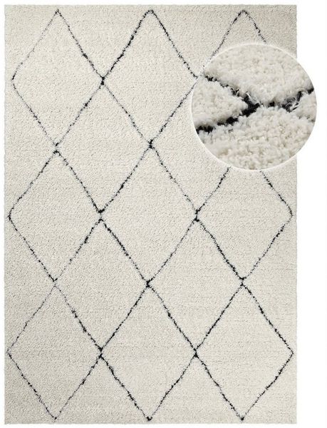 OTTO home Hochflor-Teppich Aveline, auch als Läufer erhältlich, rechteckig, Höhe: 35 mm, Langflor, Shaggy im Berber Stil, geometrisch, Raute, Wohnzimmer