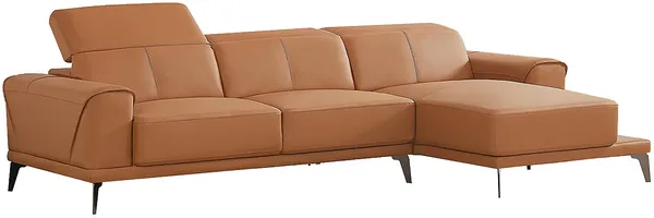 Vente-unique - Ecksofa - Büffelleder - Ecke Rechts - Kamel - ANDOR