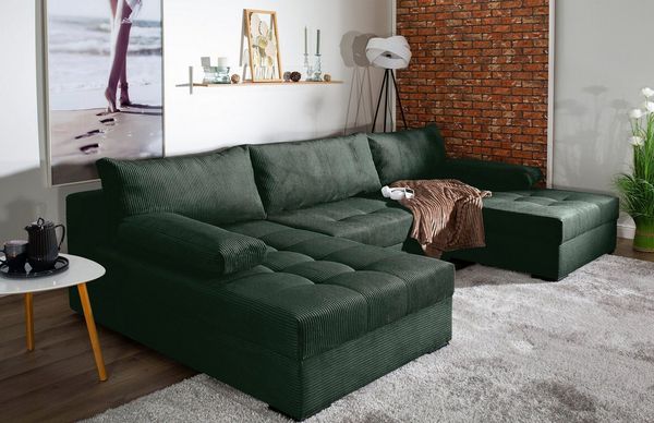 COLLECTION AB Wohnlandschaft Josy U-Form, B: 307 cm, Bettfunktion & Bettkasten, Federkern