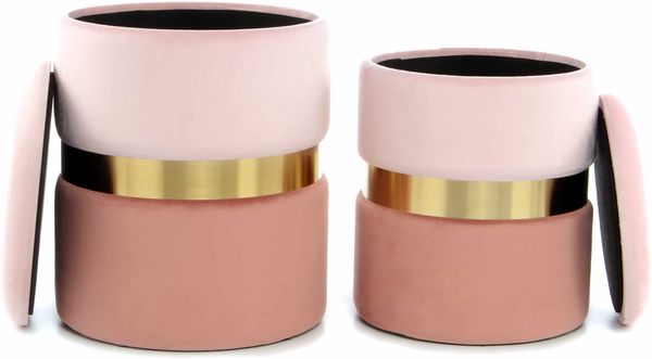 Hocker Zora 125 2-er Set Rosa / Gold / Altrosa