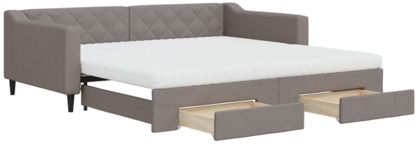 vidaXL Tagesbett Ausziehbar mit Schubladen Taupe 100x200 cm Stoff 3197488