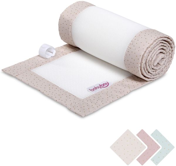 babybay Nestchen 3D Mesh Royal passend für Modell Maxi, Boxspring, Comfort und Comfort Plus, beige Glitzerpunkte gold