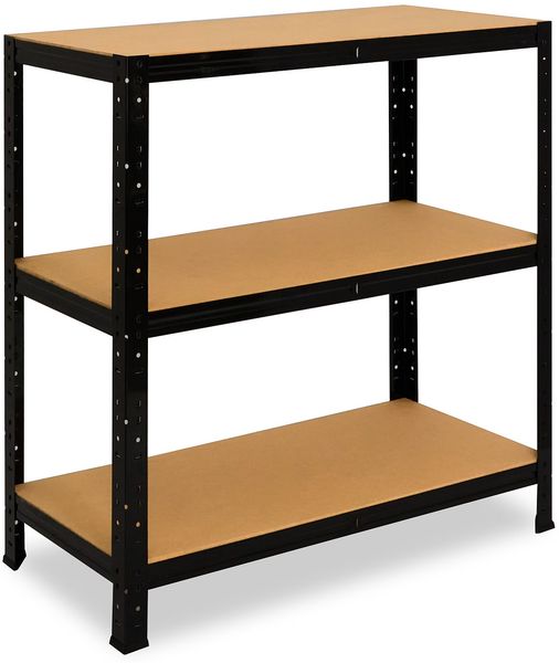 shelfplaza BLACK 90x100x23 cm Schwerlastregal in schwarz mit 3 Böden und 175 kg Traglast pro Boden