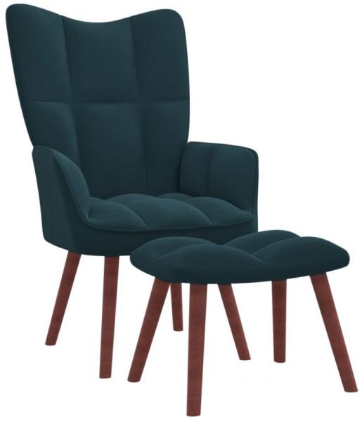 vidaXL Relaxsessel mit Hocker Blau Samt [328072]