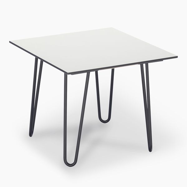 janEven Beistelltisch CoasLine Weiß Quadratisch Hairpin Beine 50x50 cm