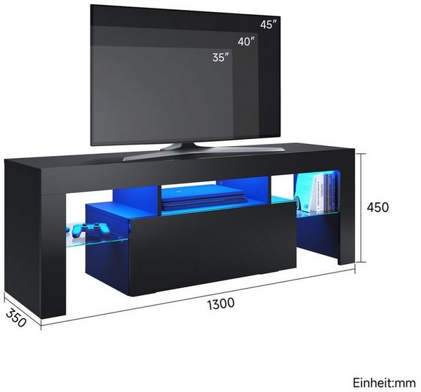 SONNI Lowboard Lowboard TV Board, Der moderne TV-Schrank, Weiß/Schwarz TV Lowboard 130/160/180 cm