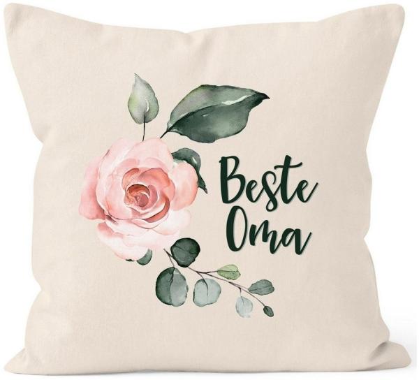 MoonWorks Dekokissen Kissen-Bezug Beste Oma Geschenk Watercolor Kissen-Hülle Deko-Kissen Baumwolle MoonWorks®