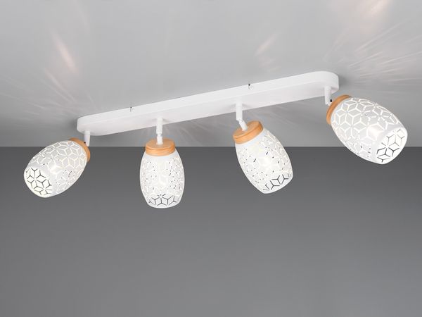 LED Deckenstrahler Weiß 4-flammig mit Stanzmuster, Breite 74cm