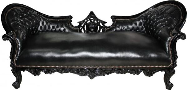 Casa Padrino Barock Sofa Vampire Schwarz/Schwarz - Limited Edition - Lounge Couch