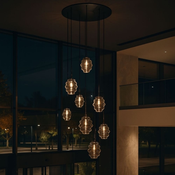 s.luce Echos Galerieleuchte 8-flammig Ø 80cm Baldachin Ø 18/25cm Rauch, Schwarz Bild 2