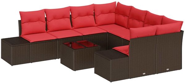 vidaXL Sofa Set mit Kissen 9 pcs Braun Poly Rattan 3347004 Bild 2