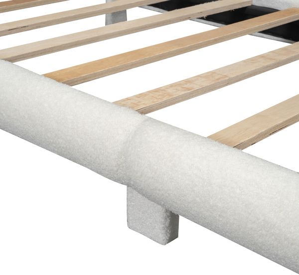 90*200cm Flachbett, Kinderbett, Plush, niedliches Kopfteil, Weiß Bild 7
