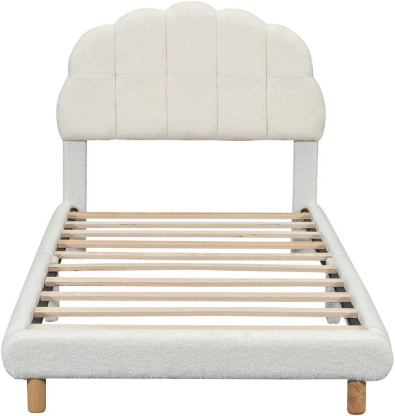 90*200cm Flachbett, Kinderbett, Plush, niedliches Kopfteil, Weiß Bild 5