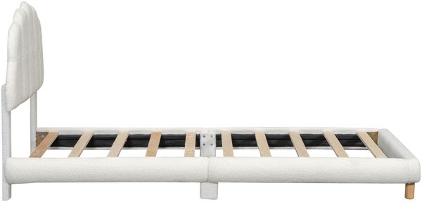 90*200cm Flachbett, Kinderbett, Plush, niedliches Kopfteil, Weiß Bild 8