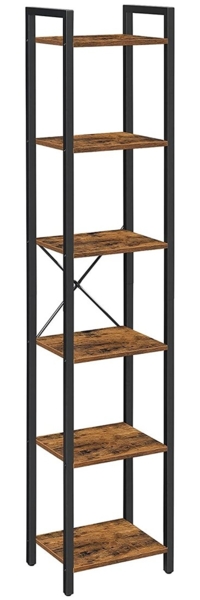 Vasagle Bücherregal mit 6 Ebenen, 40 x 30 x 187,5 cm, vintagebraun-schwarz