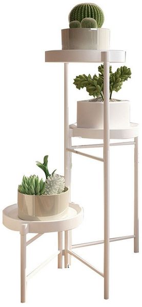 GarveeMore Blumenständer Neu Metall-Pflanzenständer Zusammenklappbares mehrstufiges Blumenregal, Kleine Topfpflanzen-Treppe Display-Regal Mit abnehmbaren Tabletts