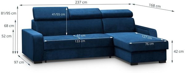 Beautysofa Ecksofa Fox II, Lieferung beinhaltet die Einbringung in die Wohnung, 237 cm L-Form, mit universelle Ottomane, mit Schlaffunktion Bild 3