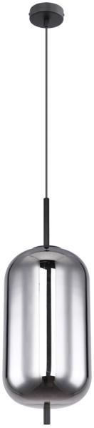 Pendelleuchte, Glas, rauch, Metall, schwarz, H 120cm