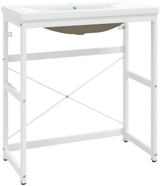 vidaXL Badezimmer-Waschtischgestell mit Waschbecken Weiß Eisen 3101387