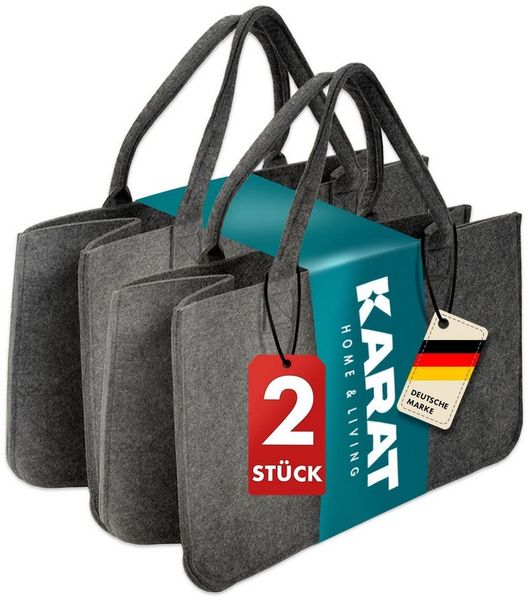 Karat Allzweckkorb Conny, Filztasche, Einkaufstasche, Kaminholztasche (2 St), Faltbar, 2er oder 4er Set