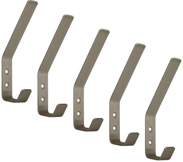 SO-TECH® Kleiderhaken doppelter Wandhaken, Edelstahl, 142 x 20 x 45 mm, (5-St), großer Jackenhaken mit abgerundeten Kanten echt Edelstahl