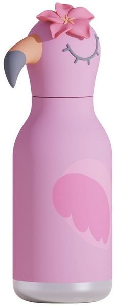 ASOBU Trinkflasche Asobu Bestie Trinkflasche 460 ml, Tier-Design, isoliert, auslaufsicher, 460 ml, Vakuumisolierung, auslaufsicher, Silikon-Trinkhalm, Edelstahl