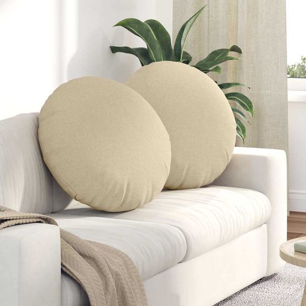 vidaXL Sitzkissen 2 pcs Creme Ø80 x 29 cm Stoff 42014238