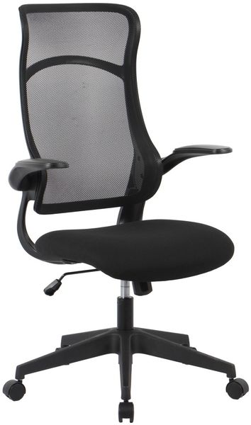 Bürostuhl Olderza mit Armlehne, höhenverstellbar, modern, Stoffbezug schwarz, mit Rollen