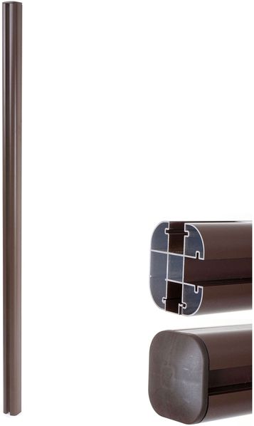 Alu-Pfosten Sarthe-WPC-Zaun, Pfeiler Pfahl, Stecksystem ~ 240cm, braun