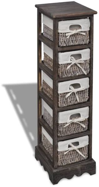 vidaXL Korbregal Holz mit 5 Körben Braun 240801