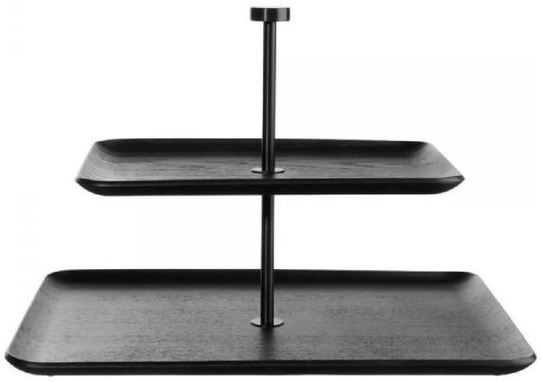 ASA Wood Weidenholz Schwarz Etagere 2-stufig rechteckig 36x28x25 cm