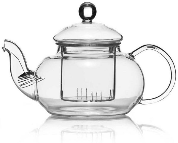 Dimono Teekanne DIMONO Mundgeblasene Teekanne mit Teefilter & Teesieb, 0.6 l, Glas-Kanne mit Filtereinsatz