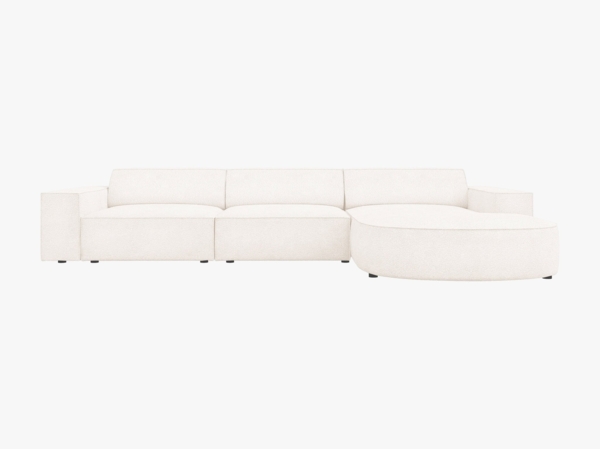 Micadoni 4-Sitzer Sofa Jodie runde Recamiere Rechts Boucle Ascot Beige