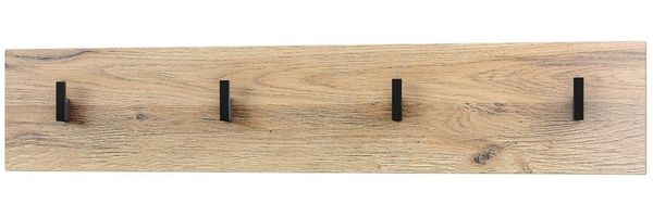 Vladon Garderobenpaneel Linea (Wandgarderobe, mit 4 Kleiderhaken), Eiche Natur (72 x 14,5 x 3,5 cm)