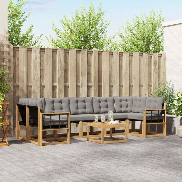 vidaXL Outdoor-Sofagarnitur mit Kissen 8 pcs Weiß und Hellgrau 3389313