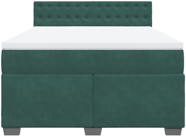 vidaXL Boxspringbett mit Matratze Dunkelgrün 140x200 cm Samt 3286345 Bild 4