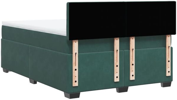 vidaXL Boxspringbett mit Matratze Dunkelgrün 140x200 cm Samt 3286345 Bild 10