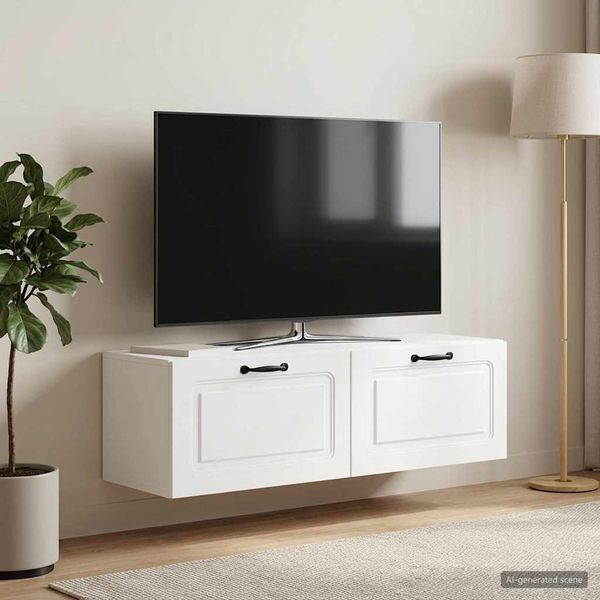 vidaXL Wandmontierter TV-Schrank Weiß 98 x 31 x 30 cm Holzwerkstoff 899405