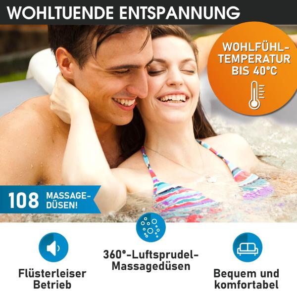 BRAST 'MSpa TEKAPO' Whirlpool, aufblasbar, für 4 Personen, In-Outdoor Pool, 108 Massagedrüsen, Aufblasfunktion per Tastendruck, 158 x 158 x 68 cm Bild 2