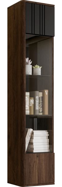 Hängevitrine Poksin (Farbe: Nuss Warmia / Schwarz)