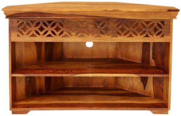 Eck-Fernsehtisch Mira 110x70x50 aus indischem Sheesham-Massivholz