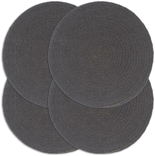 vidaXL Tischsets 4 Stk. Dunkelgrau 38 cm Rund Baumwolle 133846