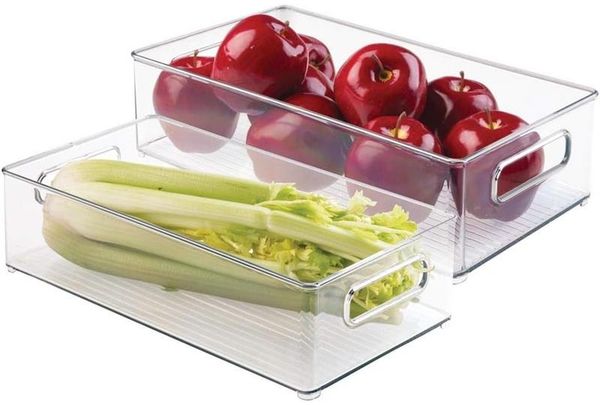 Kühlschrankbox Aufbewahrung mit Griffen 2er Set Kunststoff mDesign transparent
