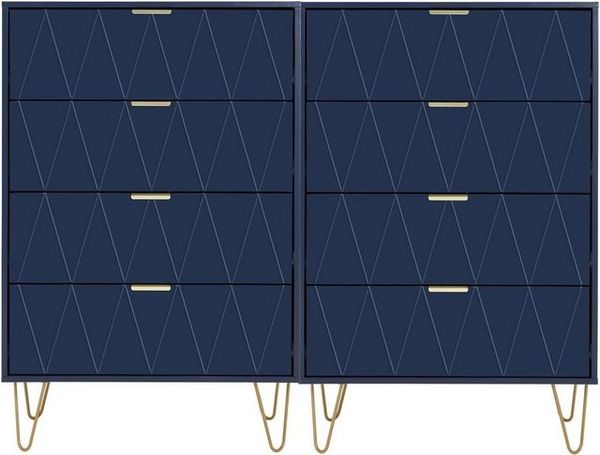 UEV Kommode mit 4 Schubladen 2er Set, Sideboard für Kleidung Dokumente Spielzeug (Mehrzweckschrank Holz, 2 Kommode, 120 x 34 x 91 cm), Schmal Beistellschrank für Wohnzimmer Schlafzimmer Flur Bild 4
