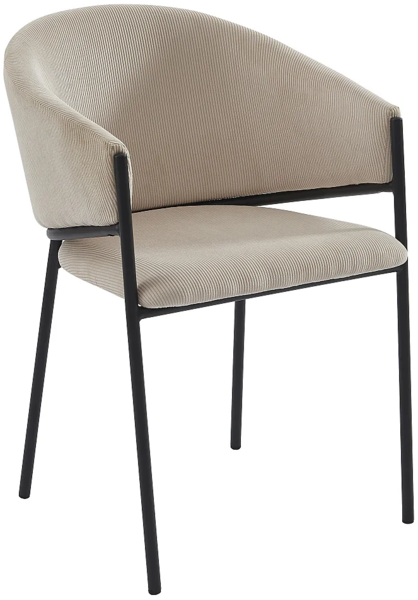 Vente-unique - Stuhl mit Armlehnen 6er-Set - Cord & Schwarzes Metall - Cremefarben - ORDIDA von Pascal MORABITO Bild 4