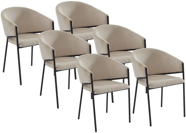 Vente-unique - Stuhl mit Armlehnen 6er-Set - Cord & Schwarzes Metall - Cremefarben - ORDIDA von Pascal MORABITO Bild 2