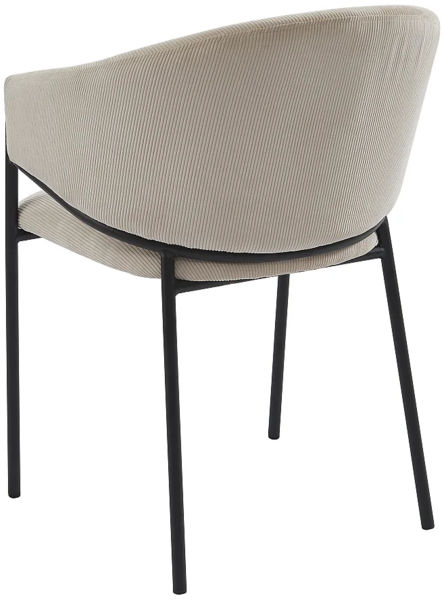 Vente-unique - Stuhl mit Armlehnen 6er-Set - Cord & Schwarzes Metall - Cremefarben - ORDIDA von Pascal MORABITO Bild 5